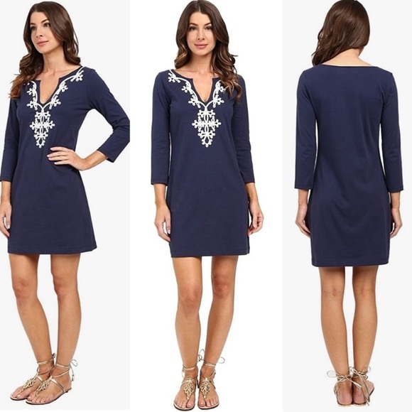 Lilly Pulitzer Marina Navy Nautical Quarter Sleeve Dress Size Small - Picture 1 of 6